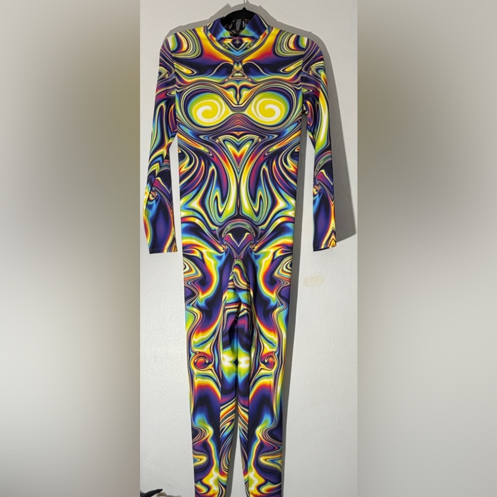 Badinka Multicolor Swirl Long-Sleeve Jumpsuit Dress for Women - Picture 3 of 9